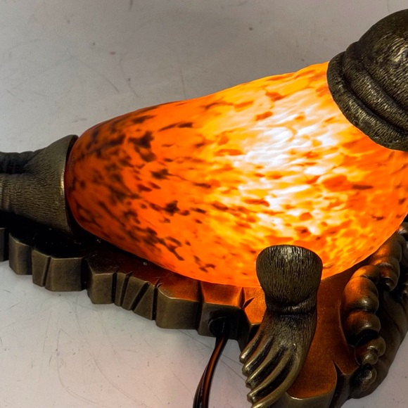 Blown Glass & Bronze Seal Lamp / Nightlight 11”x8.5”x7” NEW (TLS4180) LLF - Picture 5 of 7